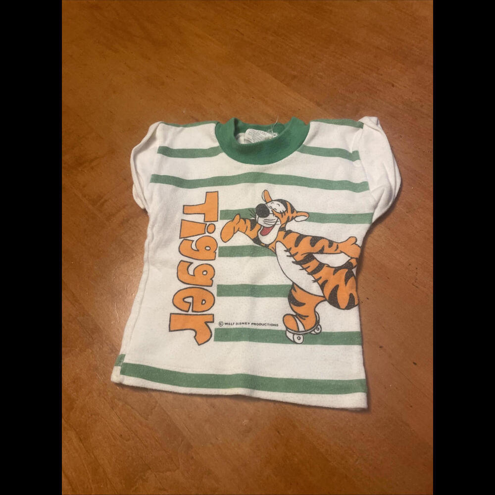 Vintage Disney Winnie the Pooh Baby Boys 12M Striped 80s  T Shirt AOP